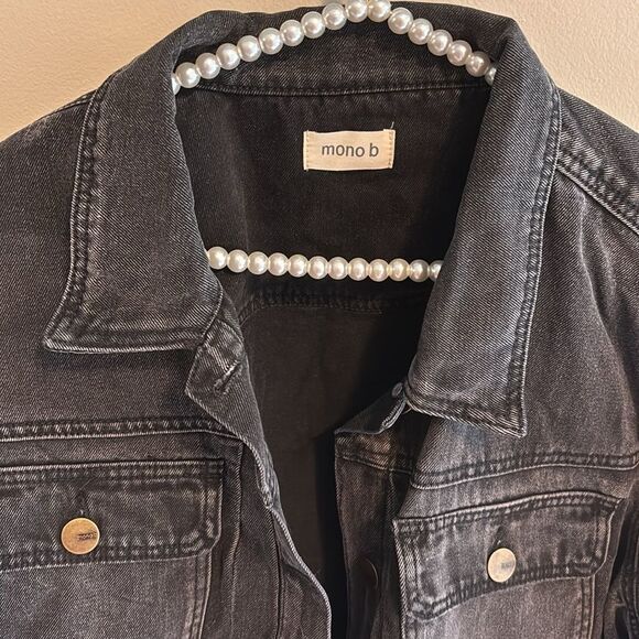 Mono B black Cropped Denim Jacket size 3xl - Picture 2 of 5